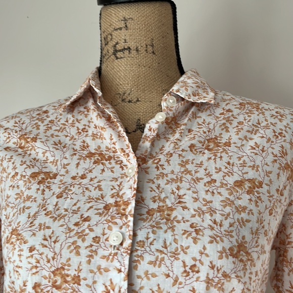 NWOT uniqlo collared button down long sleeve blouse floral print - Picture 3 of 8